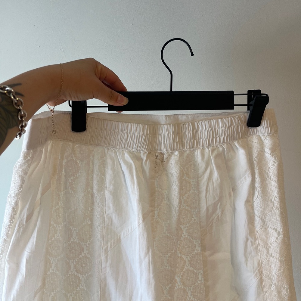 Women's White Lace Cotton Long A-Line Skirt Size L - Picture 4 of 4